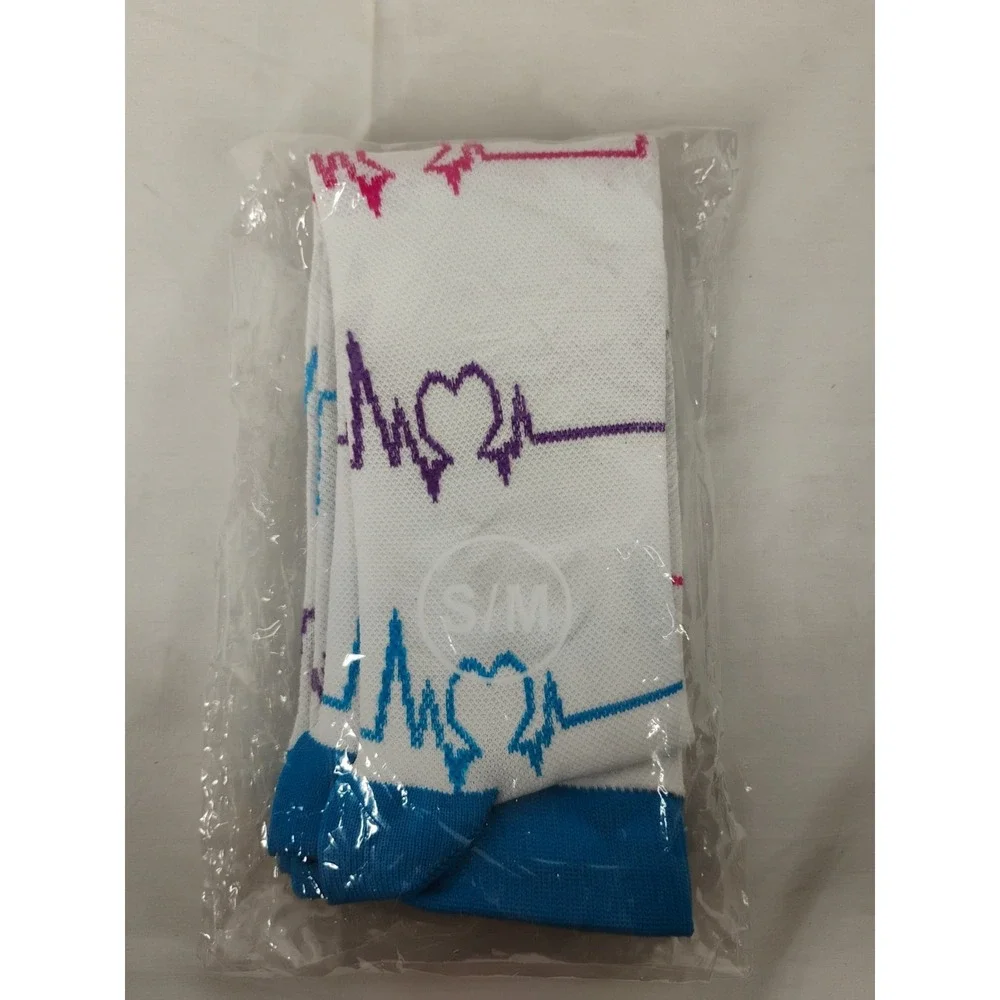 Compression Socks Medical Theme Heart Rate Design S/M SMALL/MEDIUM Knee High‎